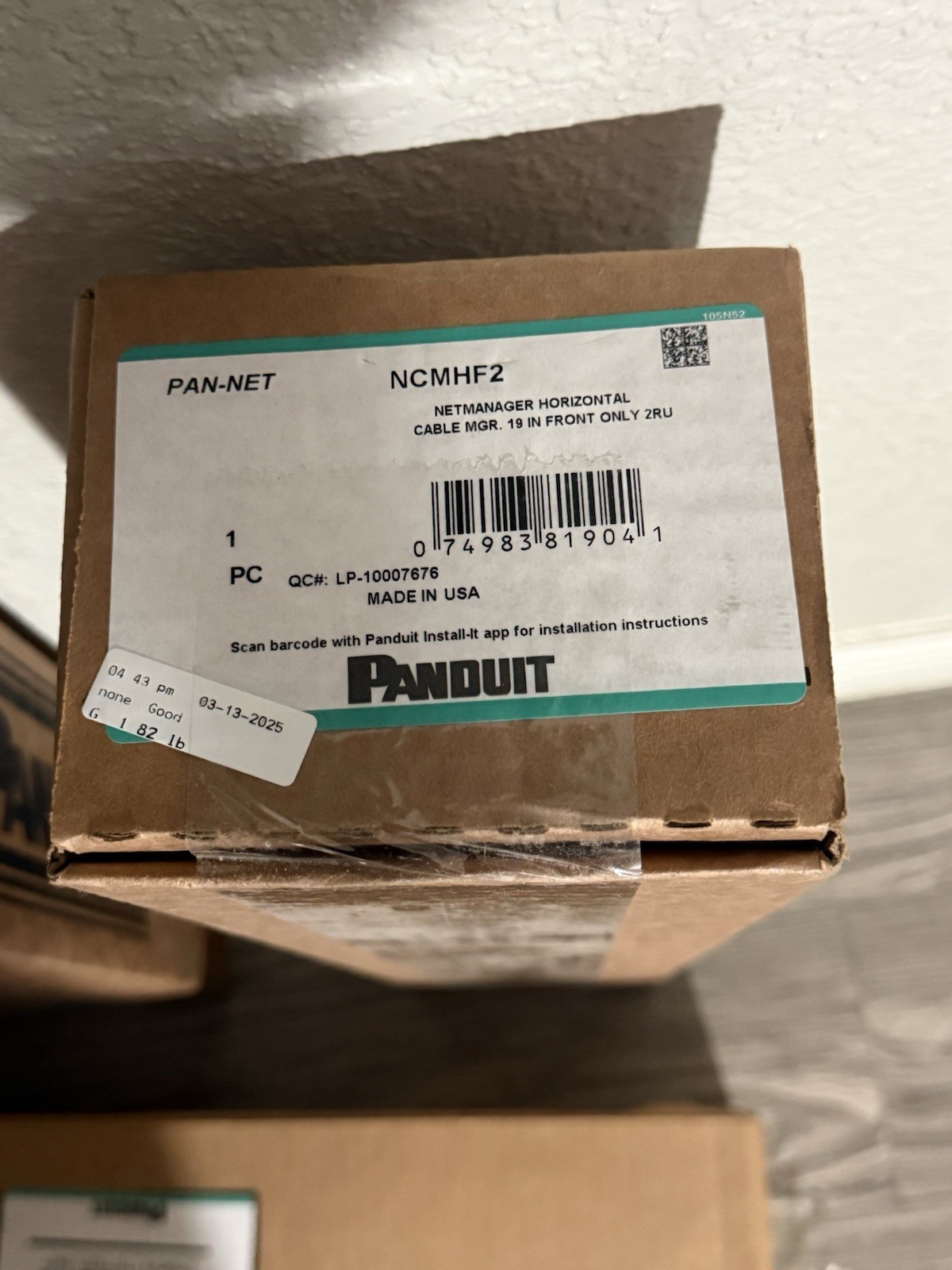 Panduit Pan-Net NCMHF2 NETMANAGER HORIZONTAL CABLE MGR 19" FRONT 2RU 