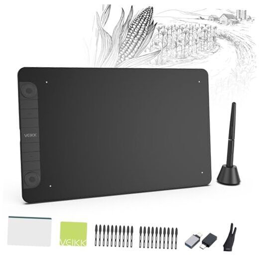  VK1060PRO V2 Large 10 x 6 Inch Drawing Tablet with 2 Scroll Wheels, 6 Express 