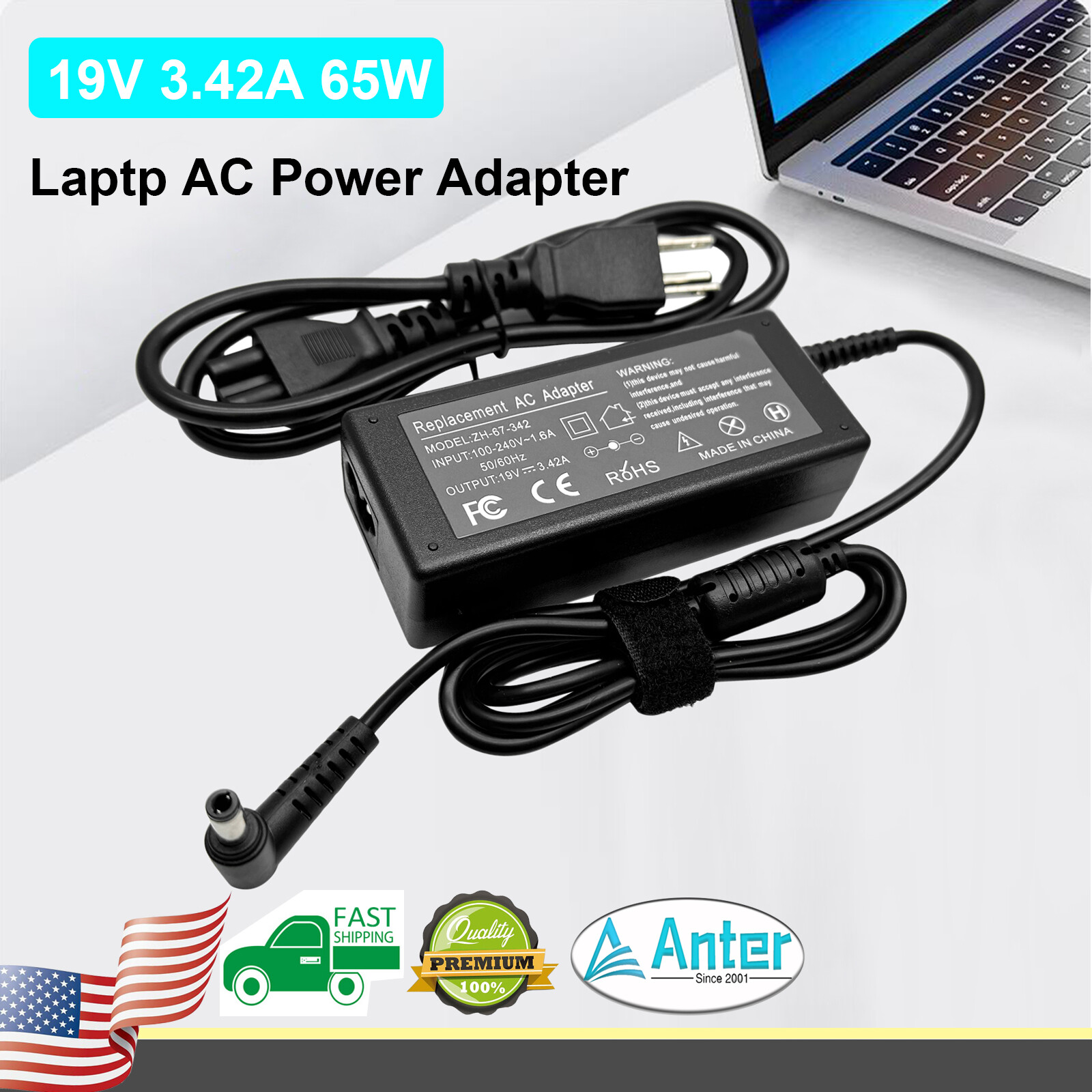 AC Adapter For Gigabyte M27F M27Q 27" Gaming Monitor Power Supply Cord Charger
