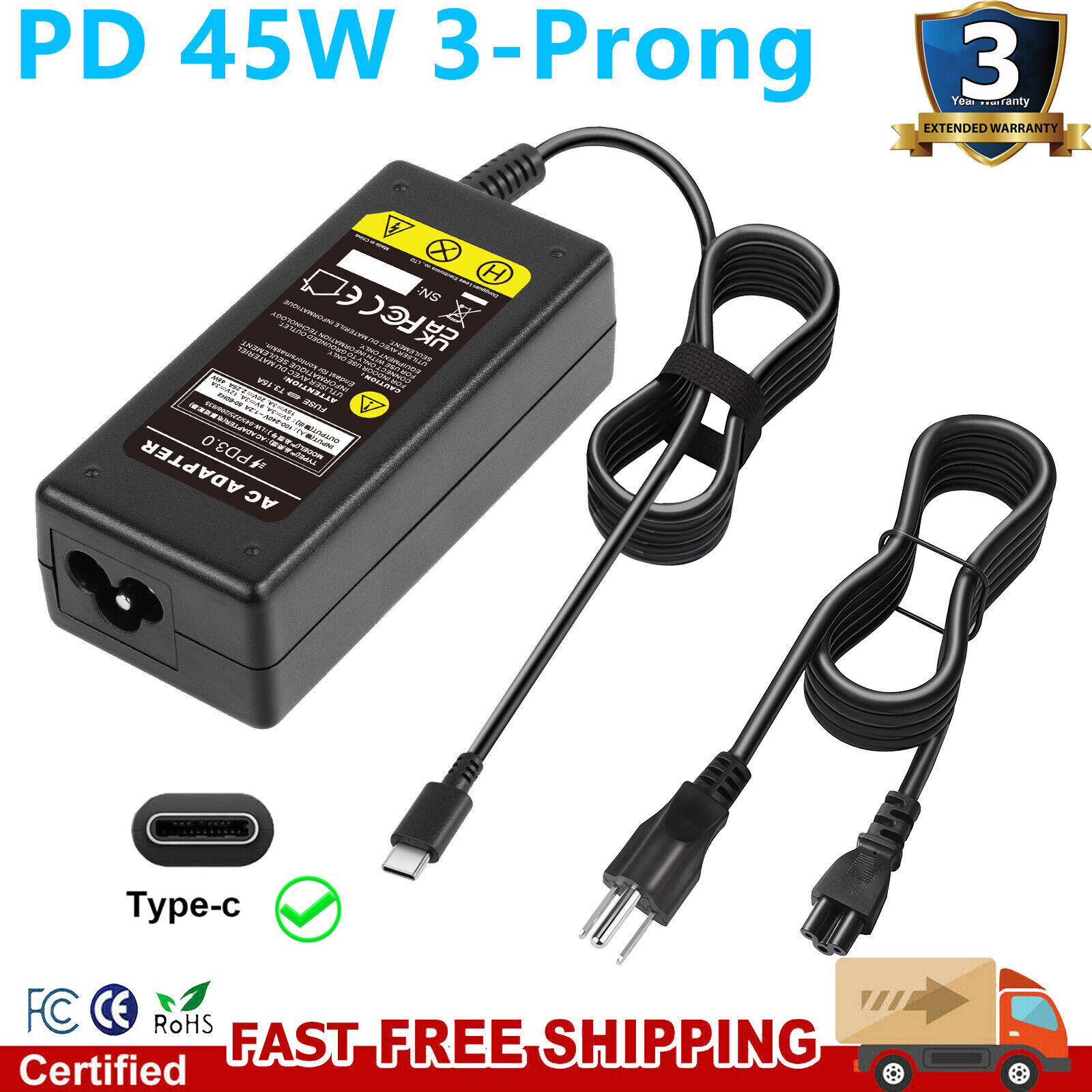 45W USB C AC Adapter Charger For Lenovo IdeaPad 3 CB 14M836 82KN 14w 81MQ000JUS