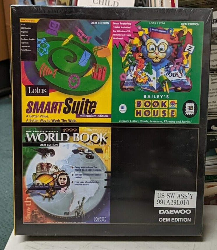 Daewoo OEM Edition Software Bundle SmartSuite 1999 WorldBook Bailey's Book House