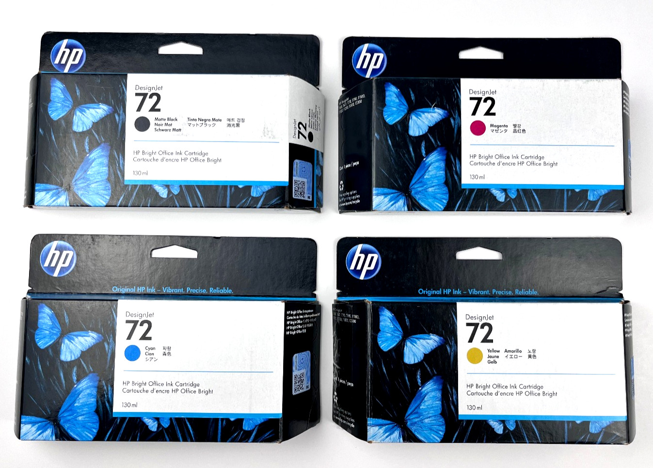 Genuine HP 72 DesignJet Ink Cartridge Set C9403A C9371A C9372A C9373A 130ml OEM