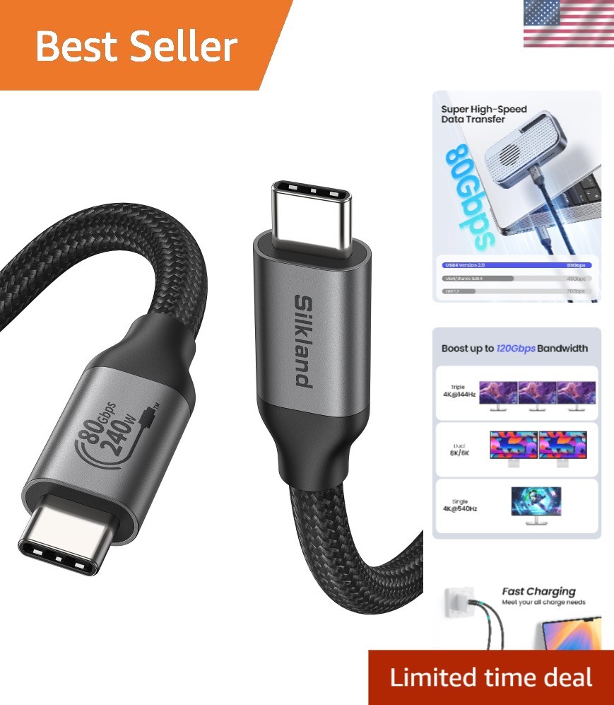Future-Proof 3.3FT Thunderbolt 5 Cable - 80Gbps Transfer with  Durability