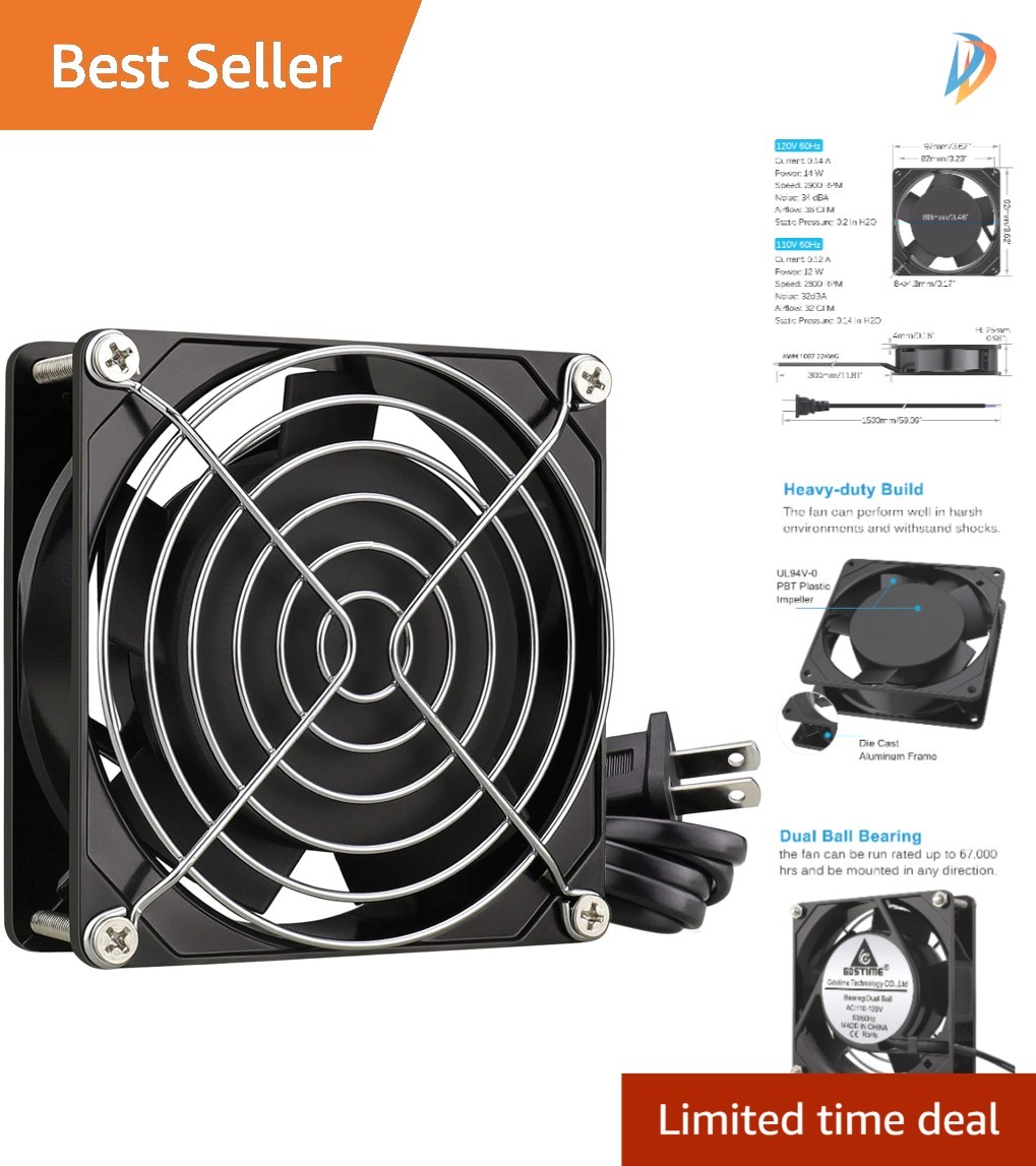 Durable Aluminum 92x92mm Axial Fan with Quiet Operation for Efficient Cooling