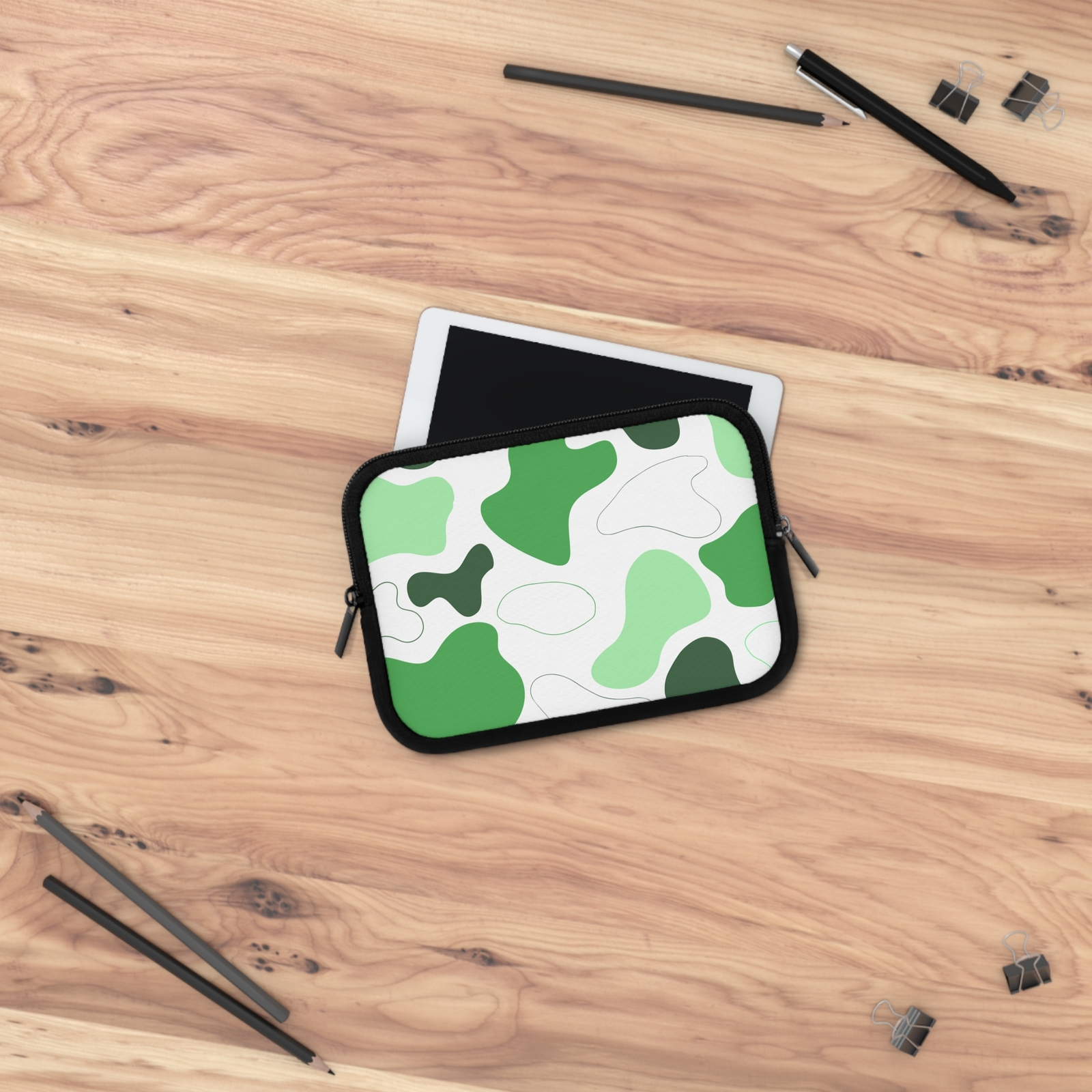 Green Camouflage, Cow print, Splatter Bag Case Computer Laptop Sleeve