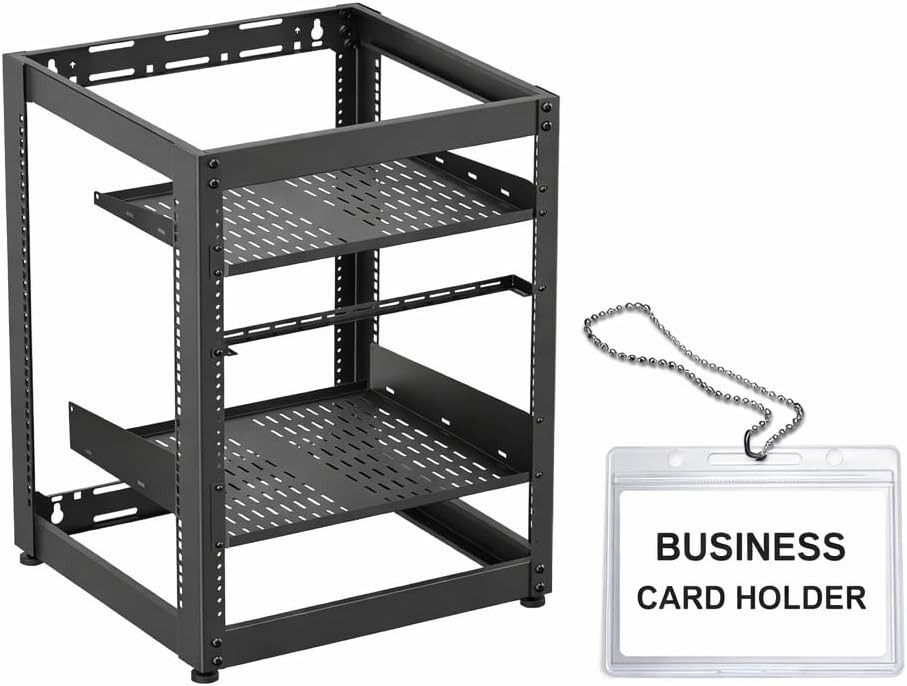 15U Open Frame AV Rack with Shelves