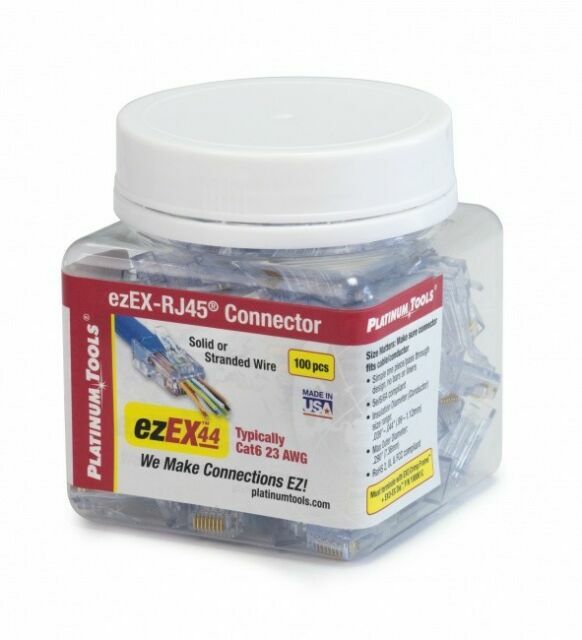 Platinum Tools ezEX44 RJ45 Cat6 Connectors 202044J Jar of 100 *FREE SHIPPING*