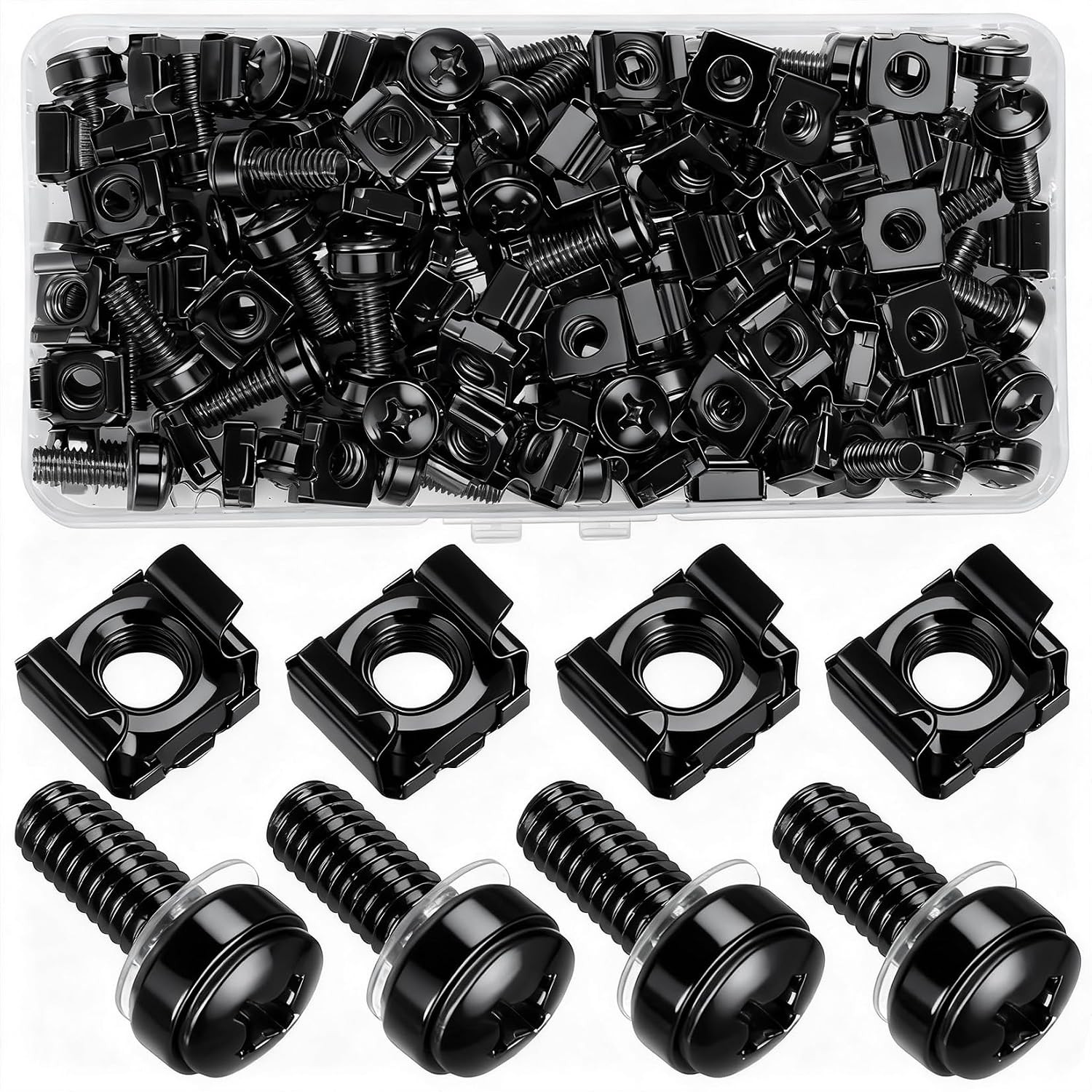 110 Pcs/55 Set Rack Mount Screws and Cage Nuts for Rack Mount Server Cabinet