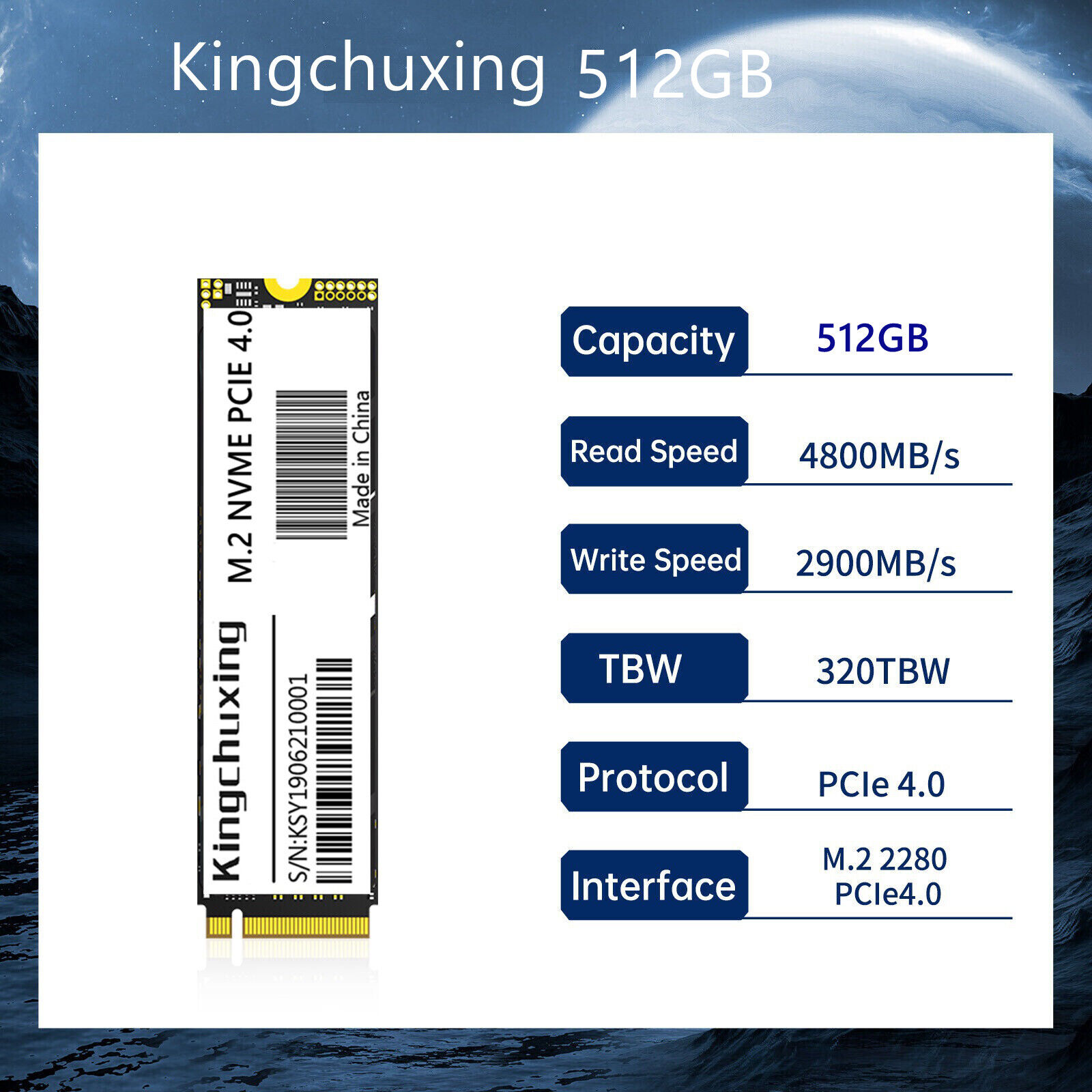 Kingchuxing 1TB Gaming SSD For PS5 PCIe 4.0 NVMe M.2 Internal Solid State Drive