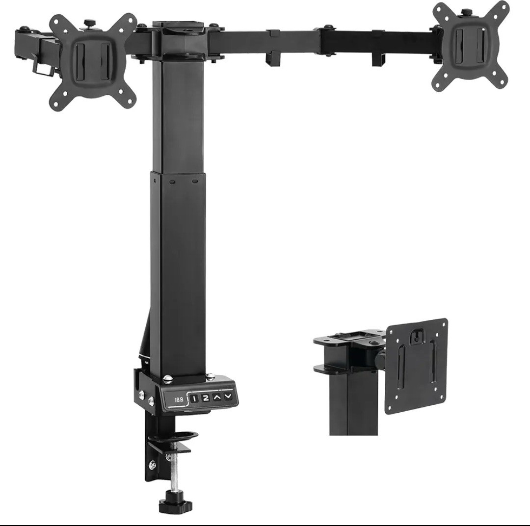 Topsky Adjustable Electric Monitor Desk Mount Fits Up to Dual 32 Inches