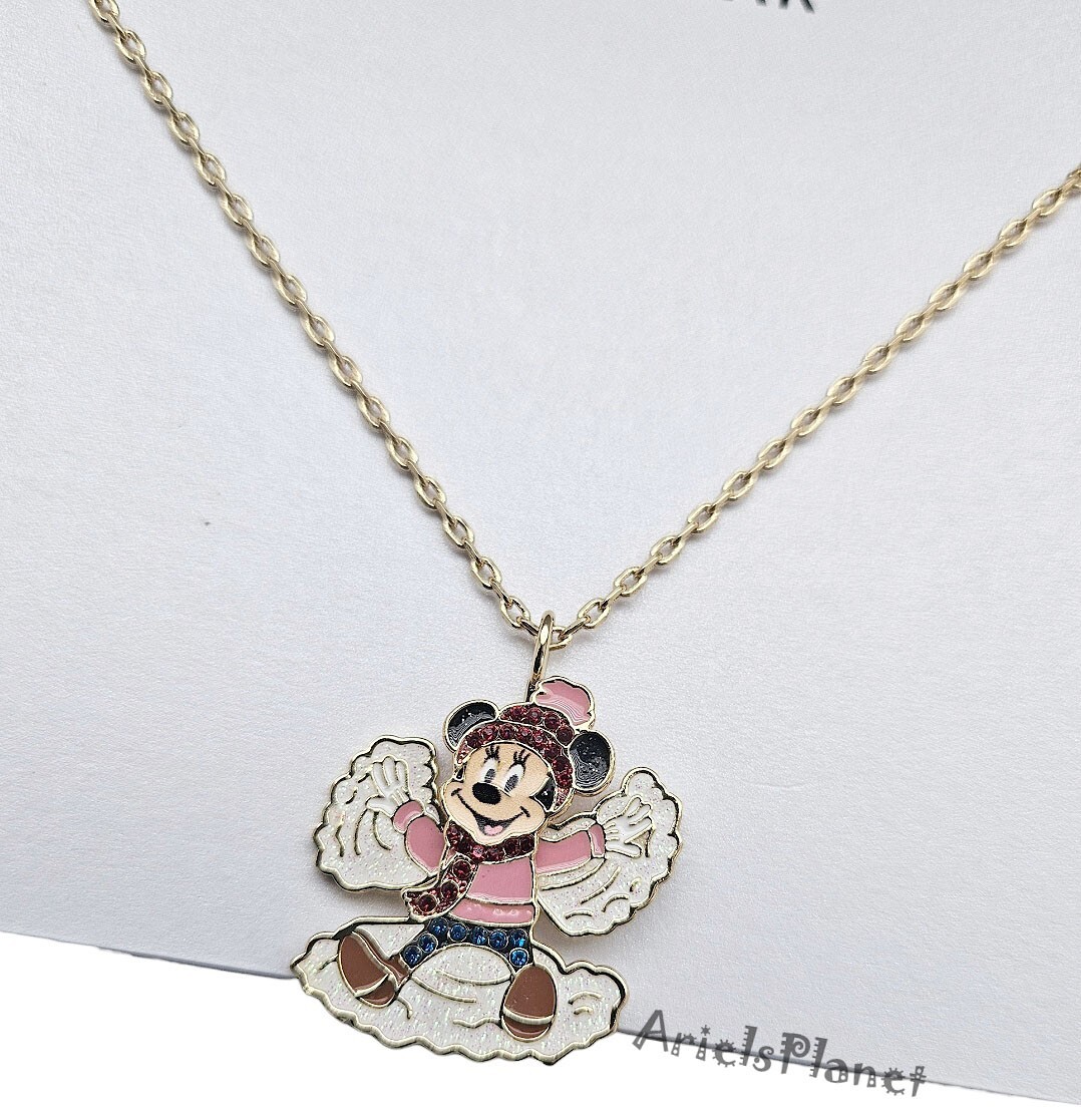 Disney Parks X BaubleBar Minnie Mouse Snow Angel Holiday Homestead Necklace
