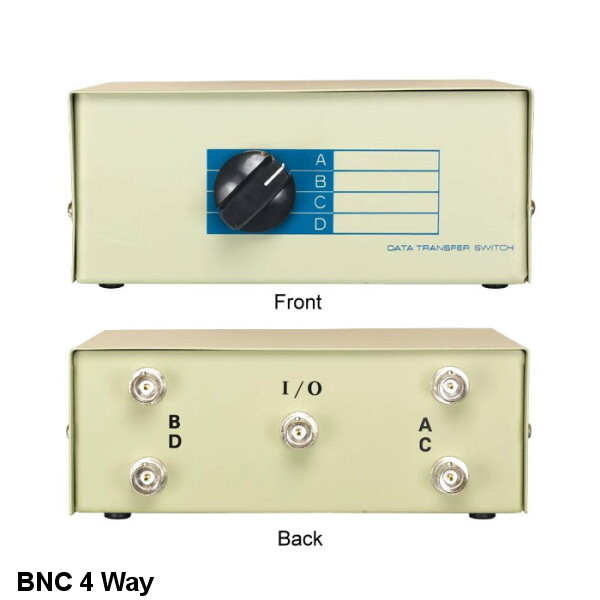 4 Way BNC Manual Data Switch Box Rotary Dail Style Coaxial Coax Display CCTV