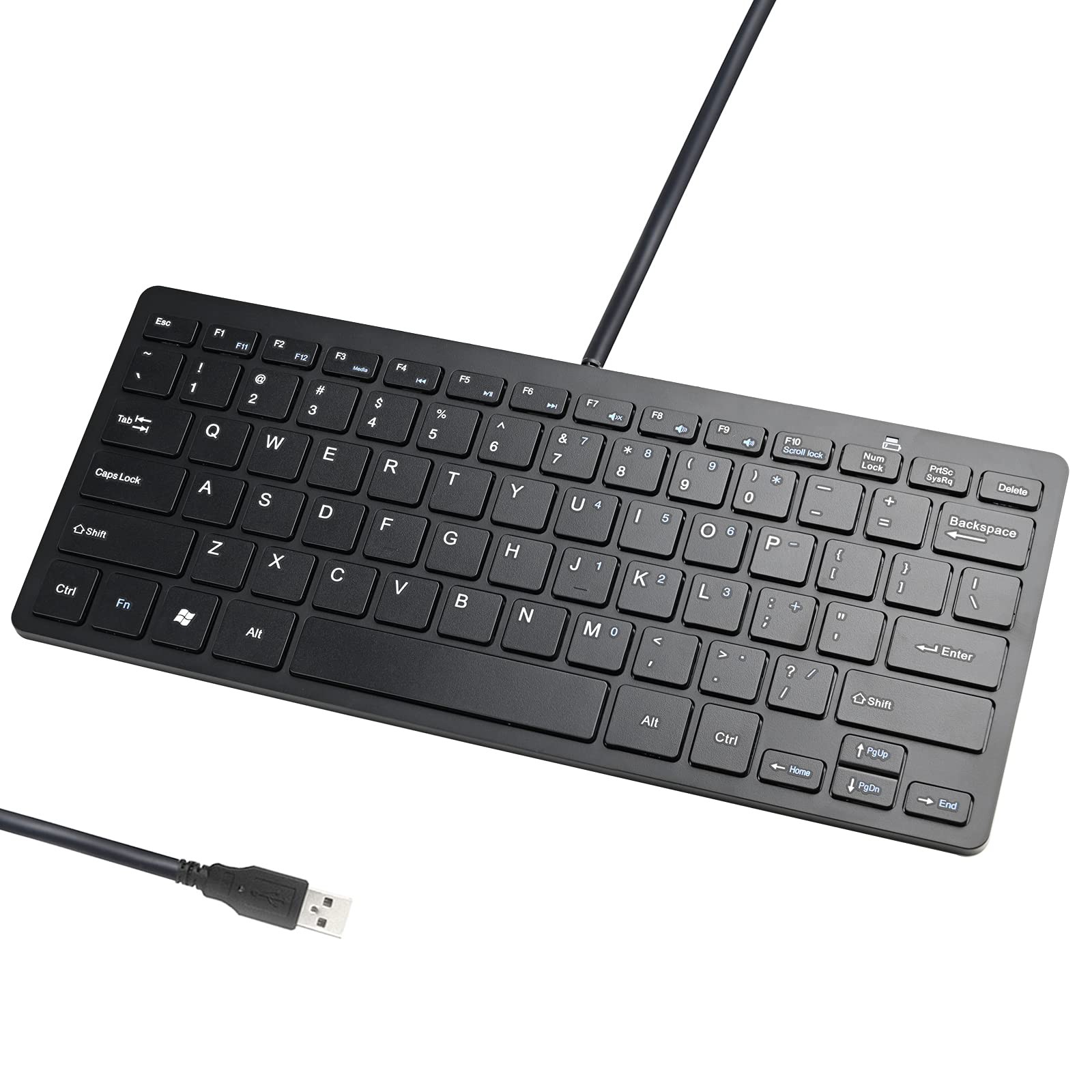 Upgraded PC Computer Laptop Mini USB Wired Keyboard for Mac and Windows 78 Sc...