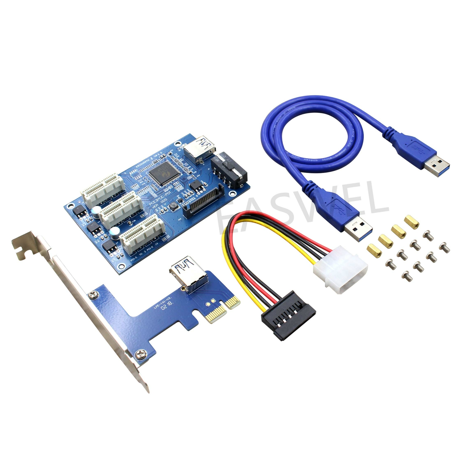 PCI 1X Slots Riser Card ITX 3 PCI-e Slot Adapter Expander Plastic Metal