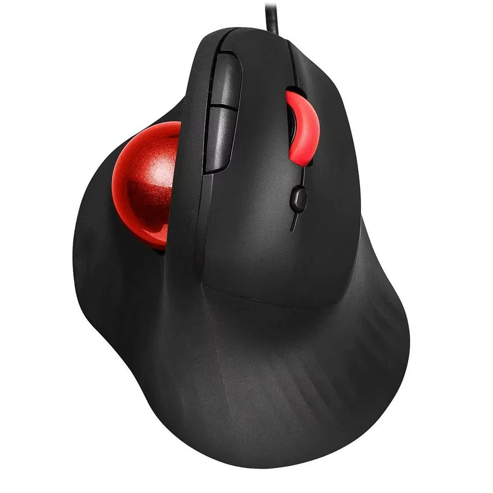 JOMAA Wired Vertical Trackball Mouse Ergonomic Thumb Control 4-DPI 7-Button