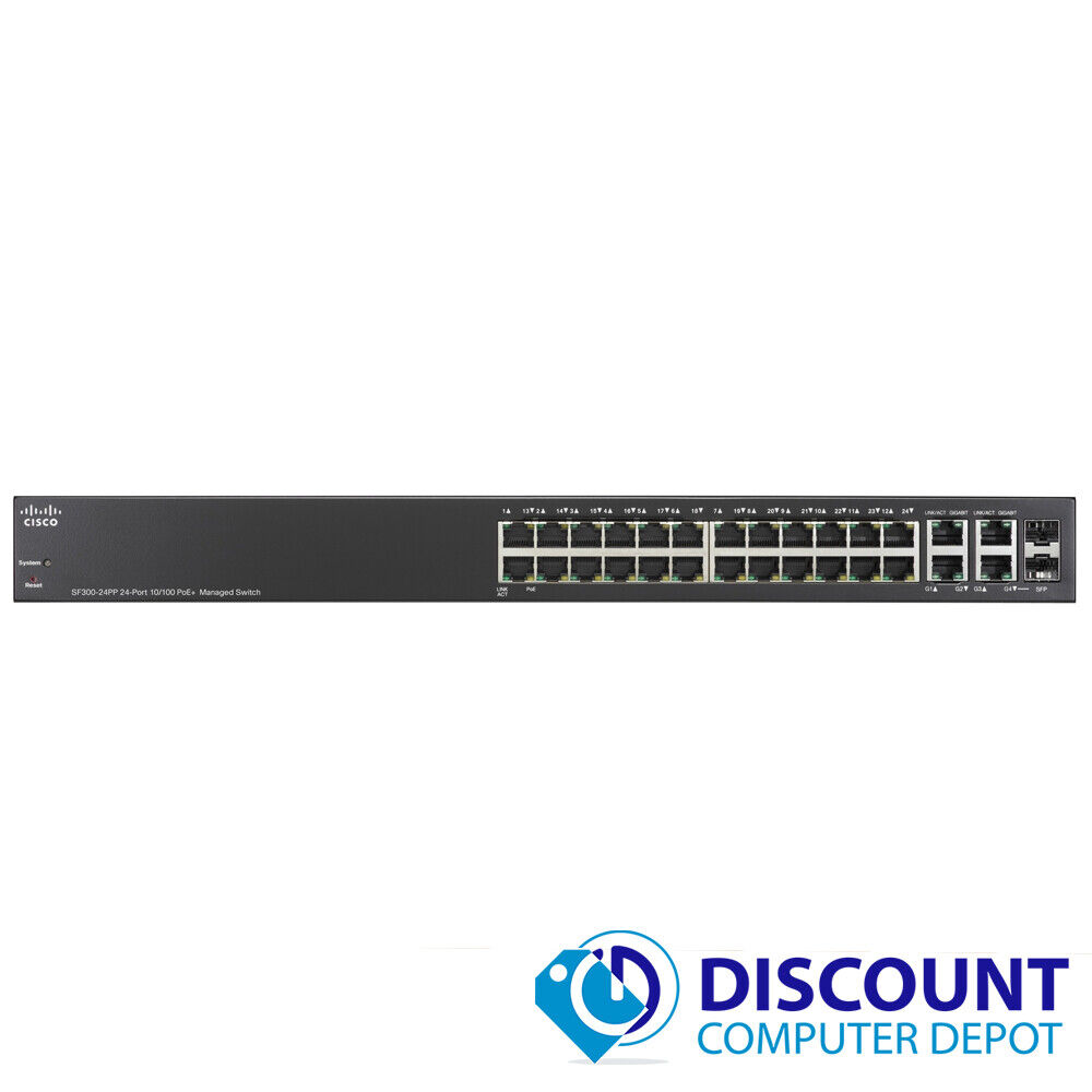 Cisco SF300-24PP-K9 Vo3 24 Port PoE Fast Ethernet Managed Switch  2x GbE 2x SFP