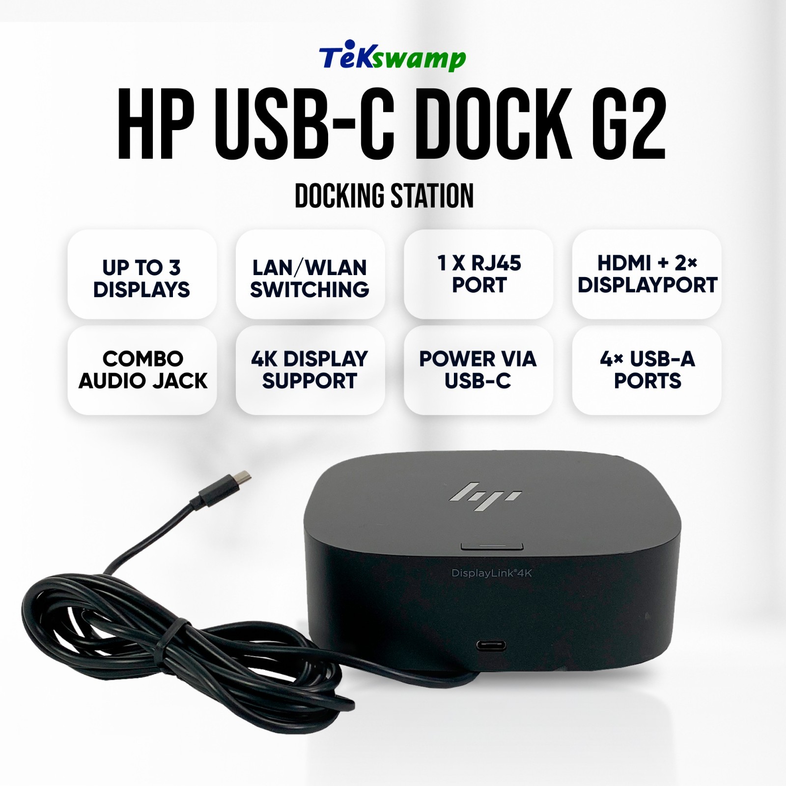 HP USB-C/A Universal Dock G2 HSN-IX02 4K DisplayPort Docking Station NO ADAPTER