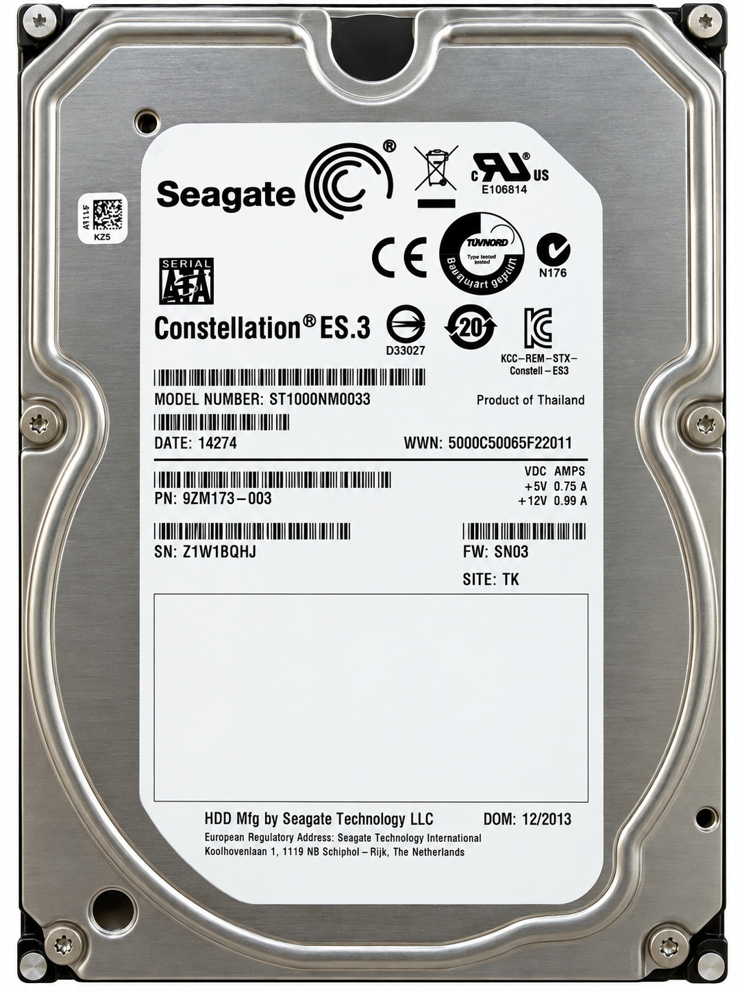 Seagate Constellation ES.3 ST1000NM0033 1TB 7200RPM SATA 3.5" Enterprise HDD