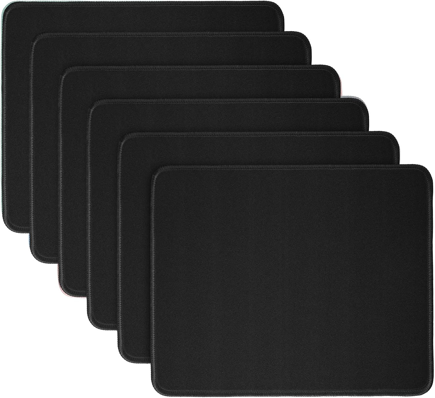 6 Pcs Rubber Mouse Pad 3 Mm Stitched anti Slip, Black