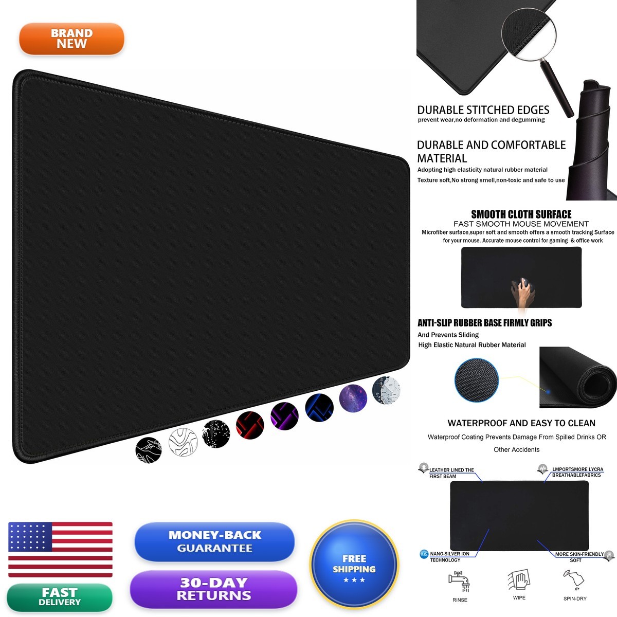TEDNETGO Large Gaming Mouse Pad, Extra Large Big Mouse Pad Stitched Edge