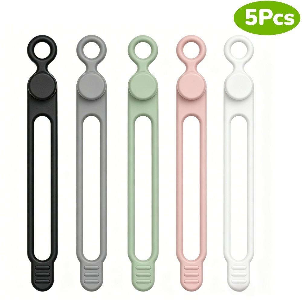 Reusable Silicone Cable Ties Adjustable Cord Organizer for Phone Earphone Laptop