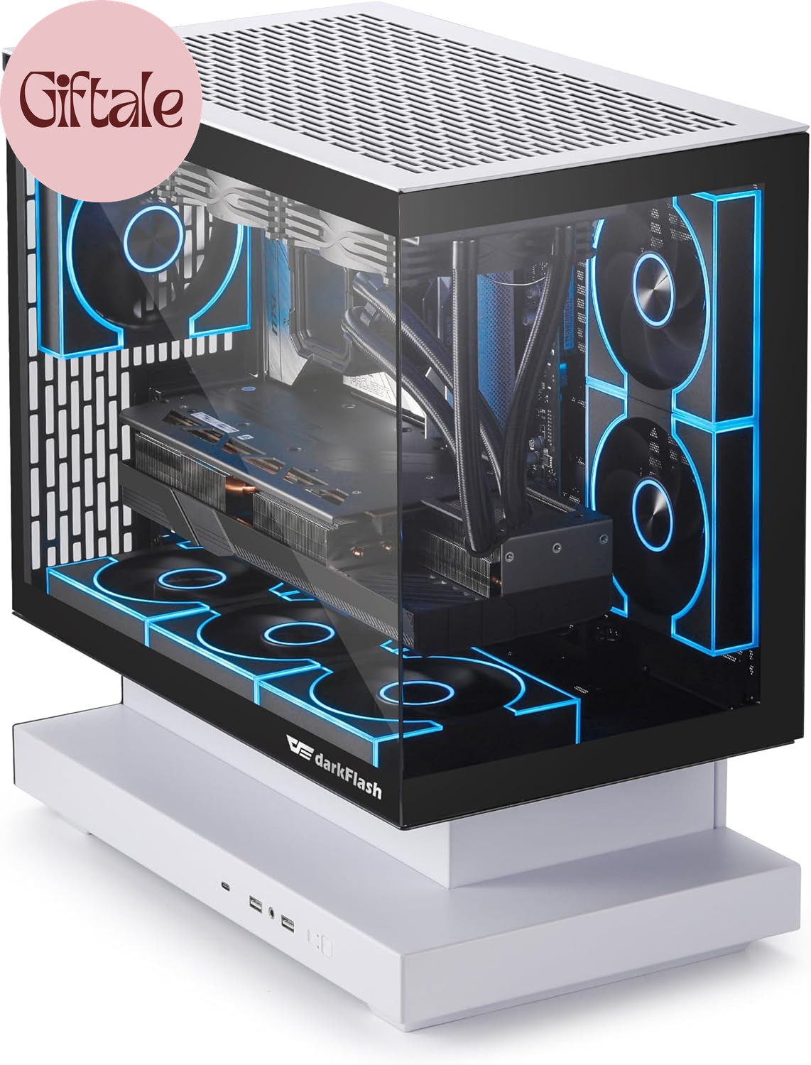 FLOATRON F1 Micro ATX PC Case 270 Panoramic Gaming Case Type C Black White