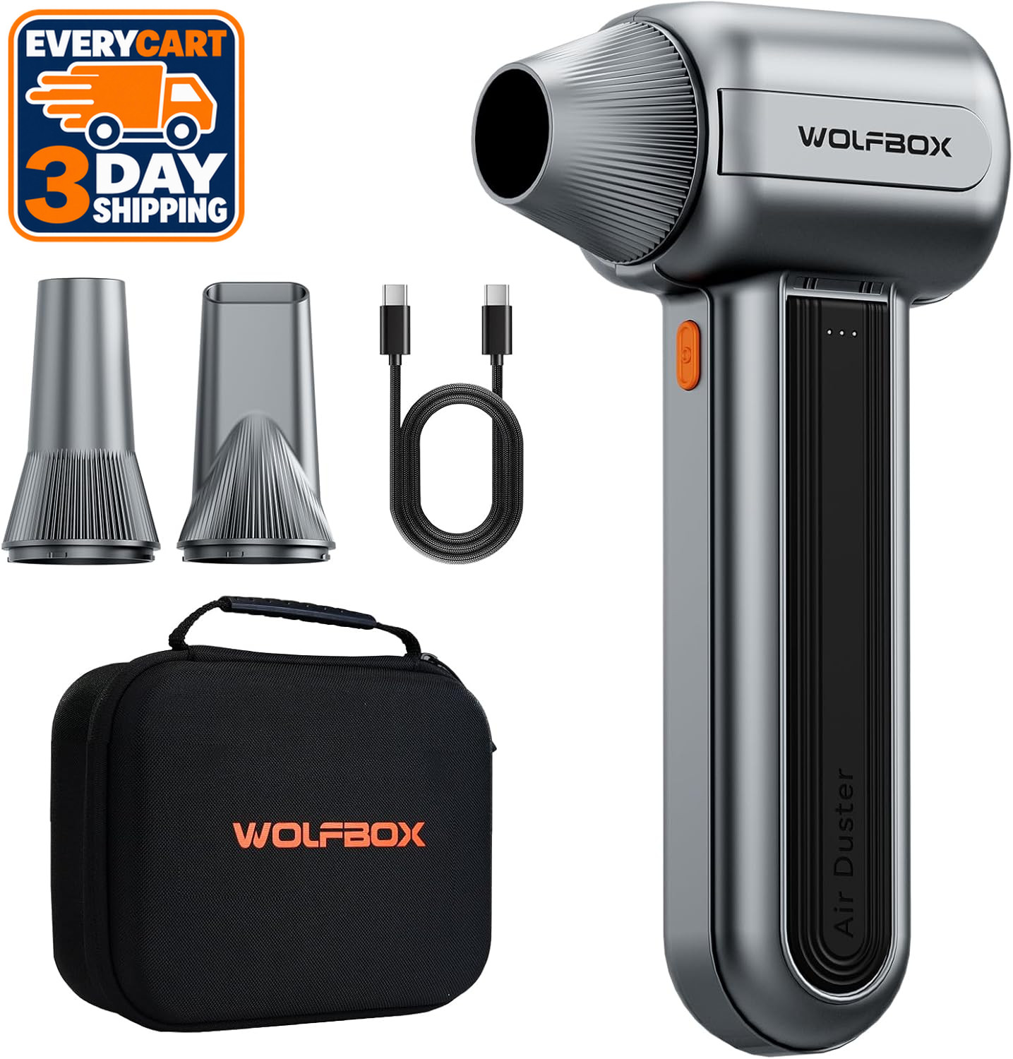 WOLFBOX MF400 Electric Air Duster, Handheld Turbo Jet Blower for PC & Car