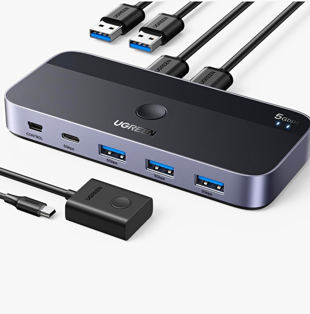 UGREEN USB 3.0 Sharing Switch 2-In 4-Out CM662 w/ USB-C Power Port