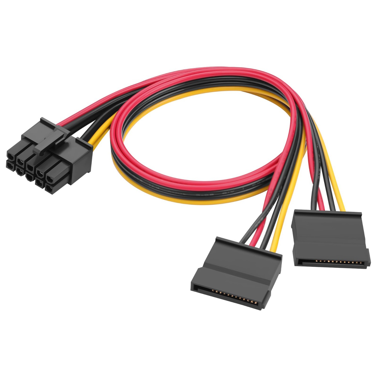 ATX 10Pin to Dual SATA 15Pin Adapter Cable, 18AWG Power Cable for HDD SSD CD/DVD