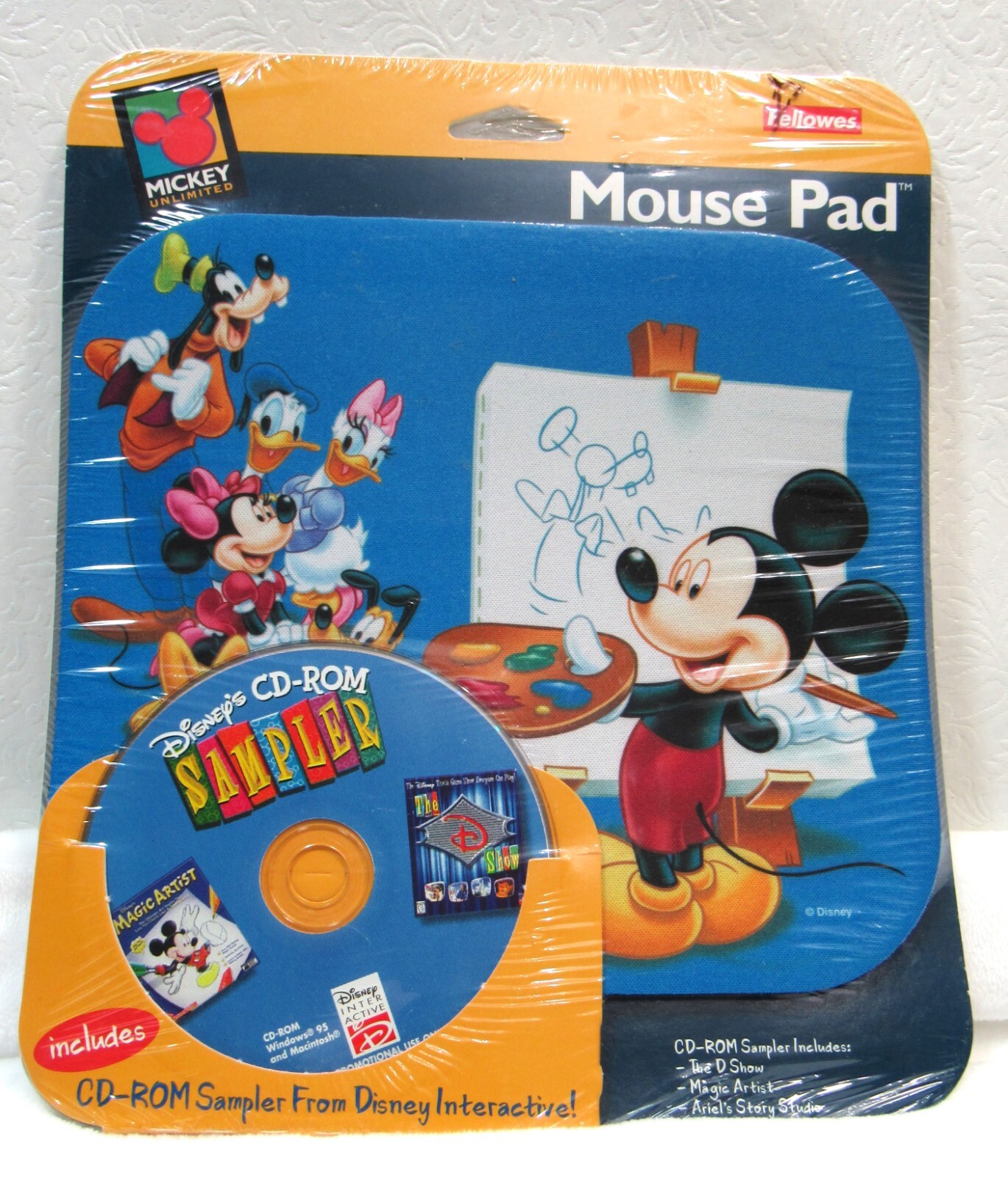 Vintage Fellowes Mickey Unlimited Classic Mickey Mouse Pad Magic Artist New