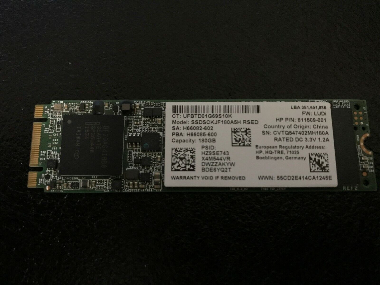 Intel 180GB SATA SSD Solid State Drive SSDSCKJF180A5H 