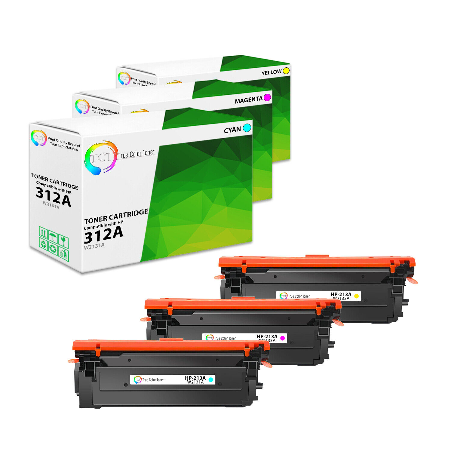 3Pk TCT Premium 213A CYM for Compatible HP 5700dn 6700 Toner Cartridge
