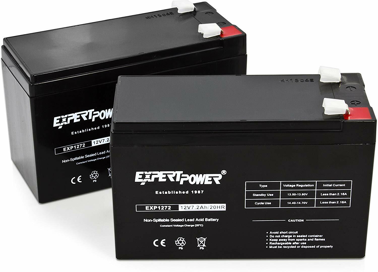 ExpertPower 12V 7.2AH SLA Battery, np7-12, bp7-12, ps-1270, ub1280, cy0112-2PACK