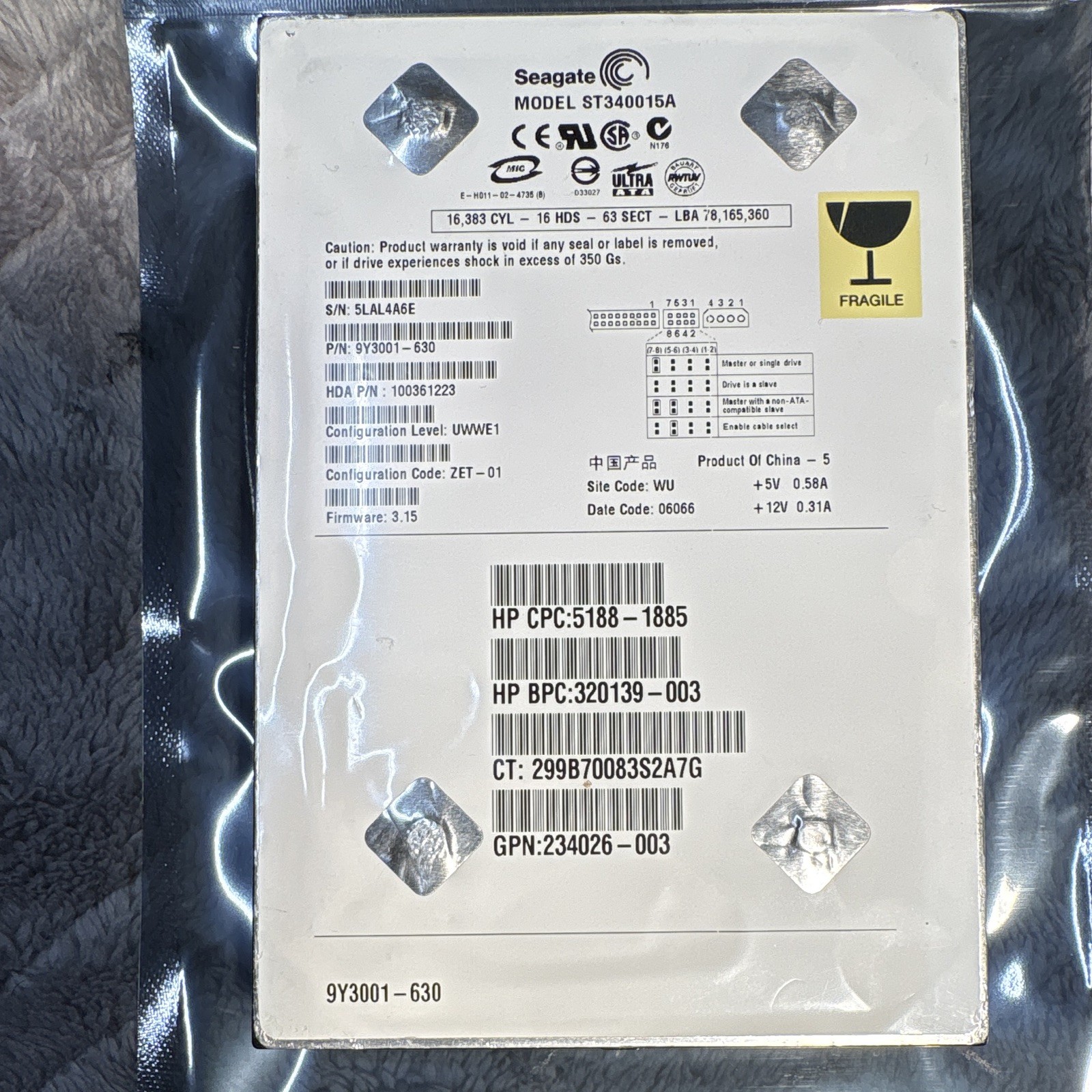 Tested - Seagate Barracuda ST340015A 40GB 7200RPM 2MB 3.5" IDE Ultra ATA/100