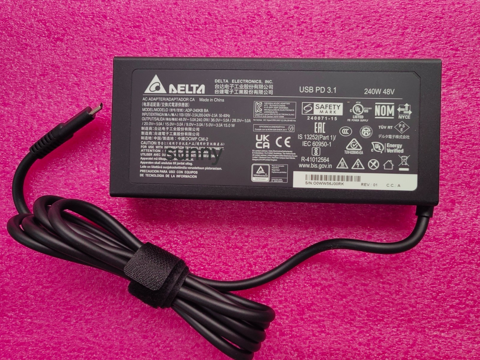 Delta 240W 48V 5A ADP-240KB BA USB PD 3.1 Adapter Genuine NEW For 2026 AI Laptop