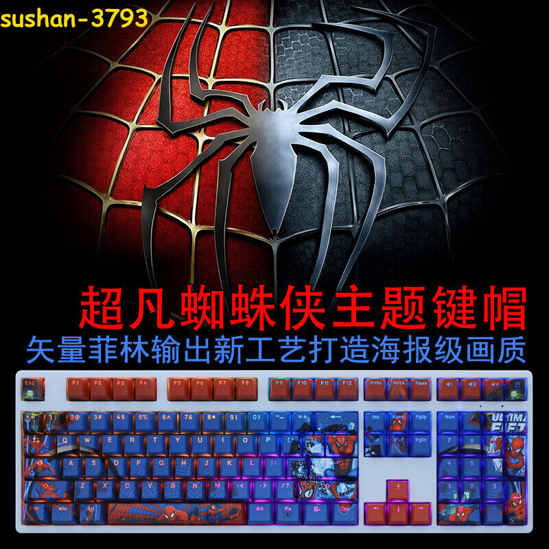 Spider-Man PBT 108Key Keycaps OEM Translucent Set For Mechanical Gift Collection