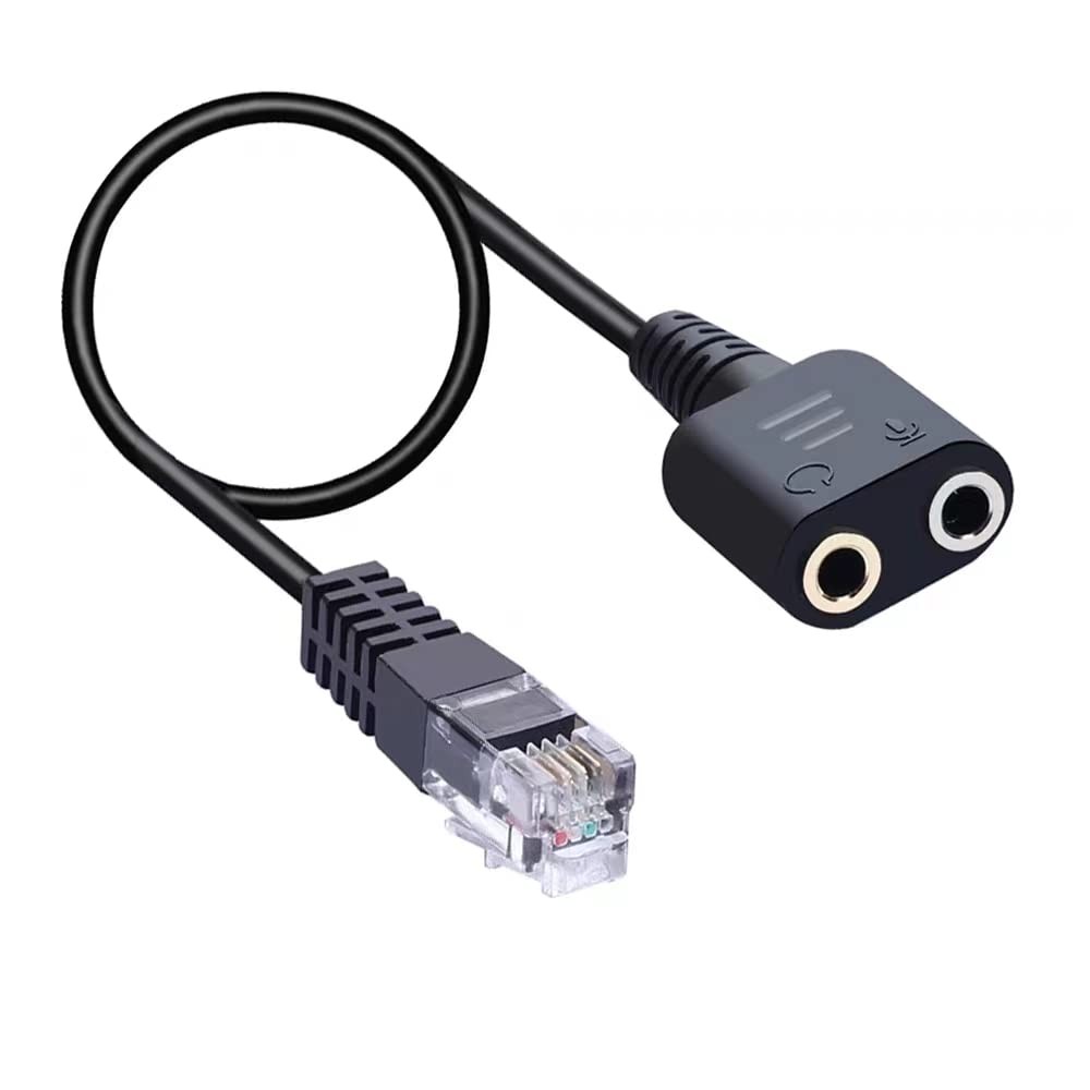 Earsinger RJ9 Male to 3.5mm Female Plug 10.6 inches, Black adapter cable 