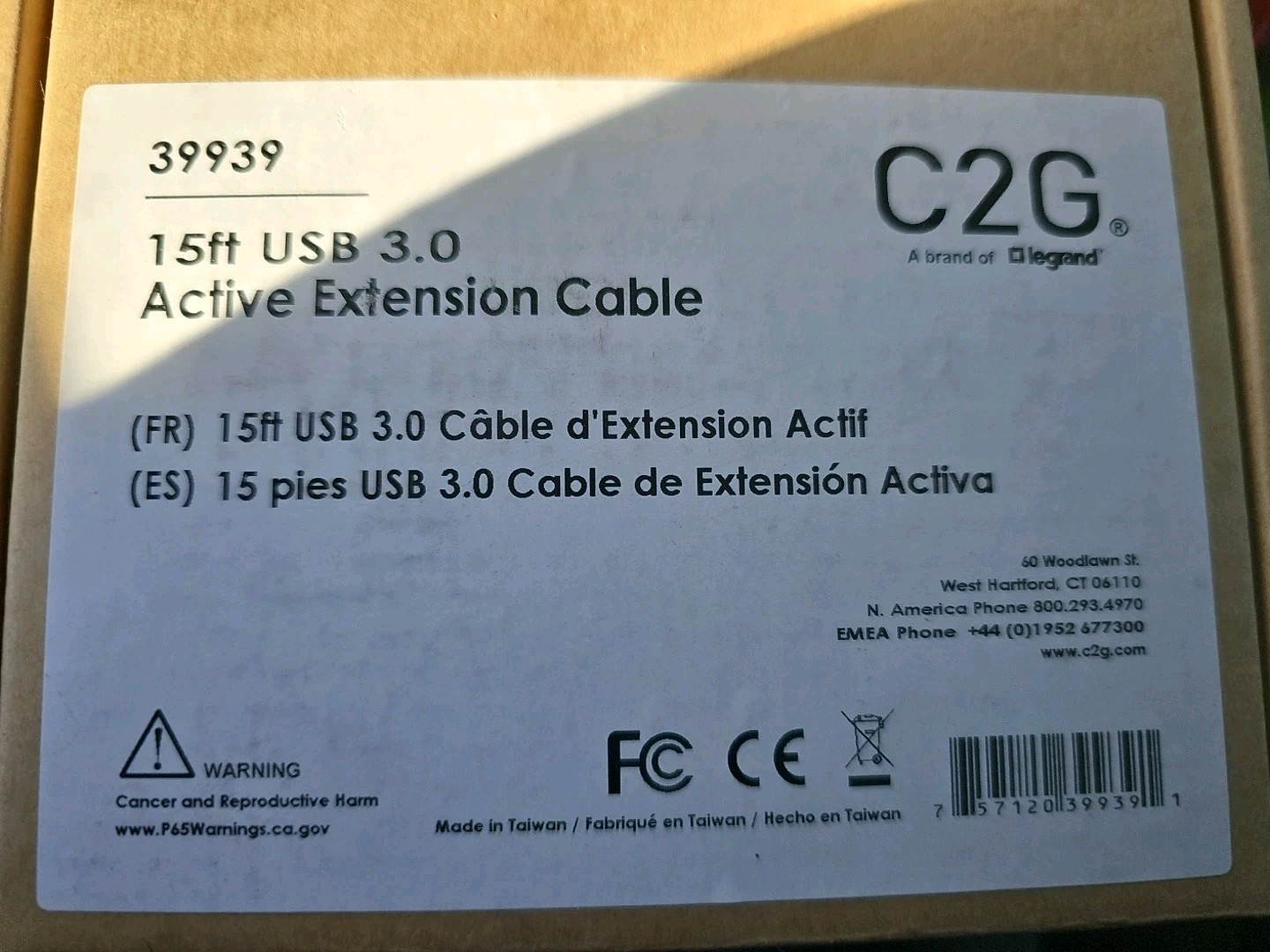 C2G 39939 15FT USB 3.0 Active Extension Cable Black CG39939