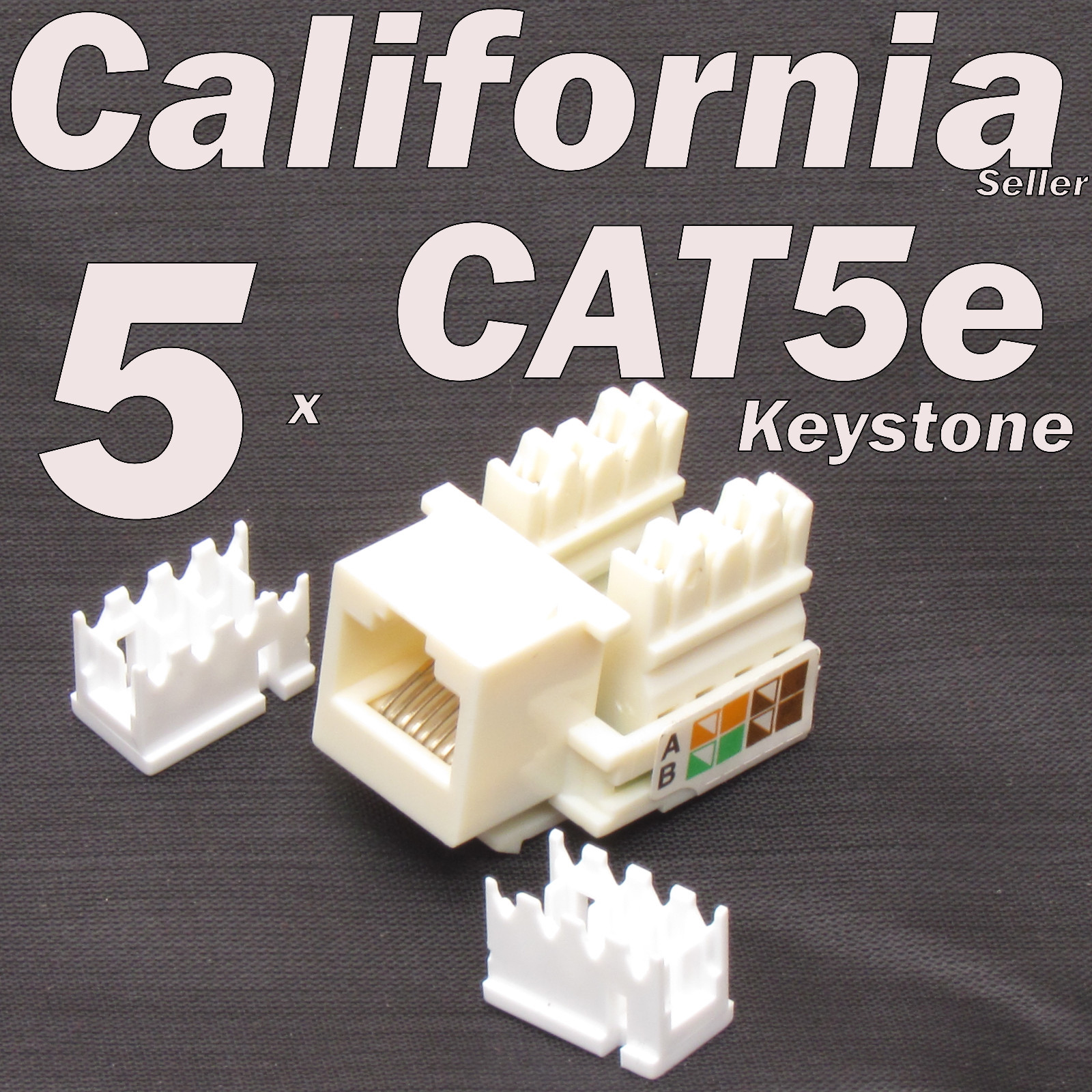 5 Pcs Beige Keystone Jack CAT5e Network Ethernet 110 Style Punch Down 8P8C RJ45 