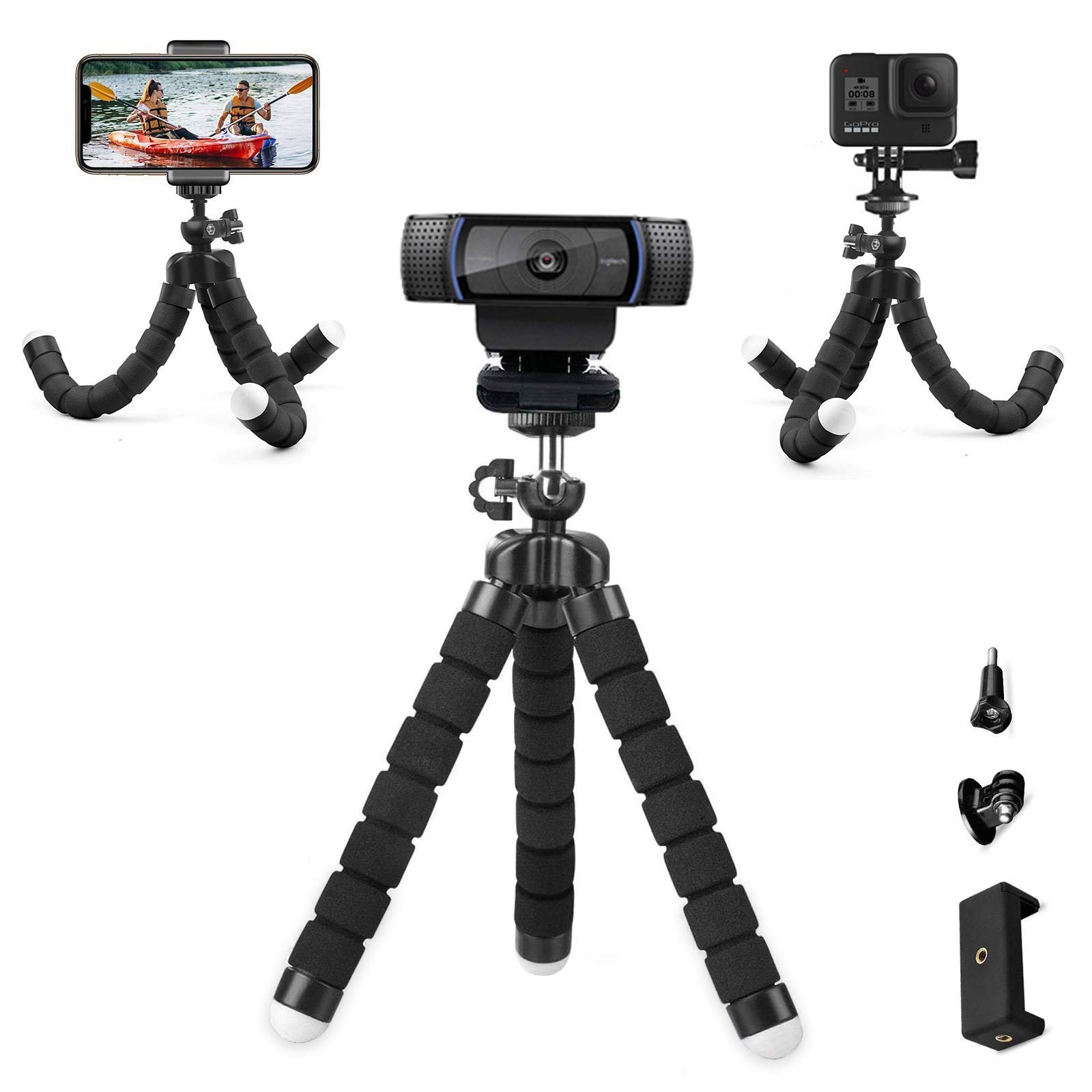 Flexible Webcam Stand and Cell Phone Tripod with Holder for Logitech and Nexi...