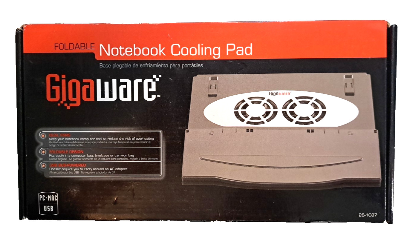 Gigaware Foldable Notebook Cooling Pad with Dual Fans for PC or Mac USB Powered