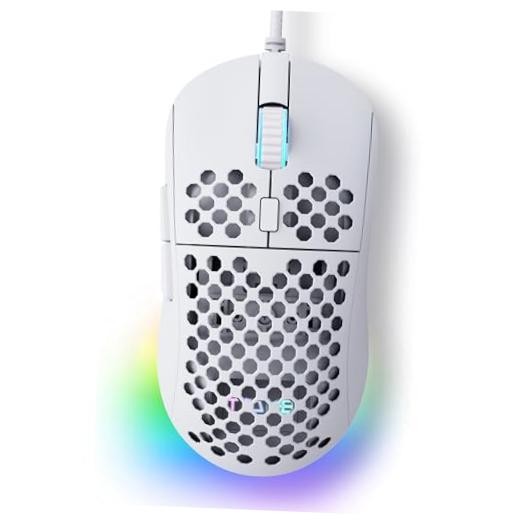 TMKB Falcon M1SE Gaming Mouse, Lightweight Honeycomb, 12800DPI Wired White