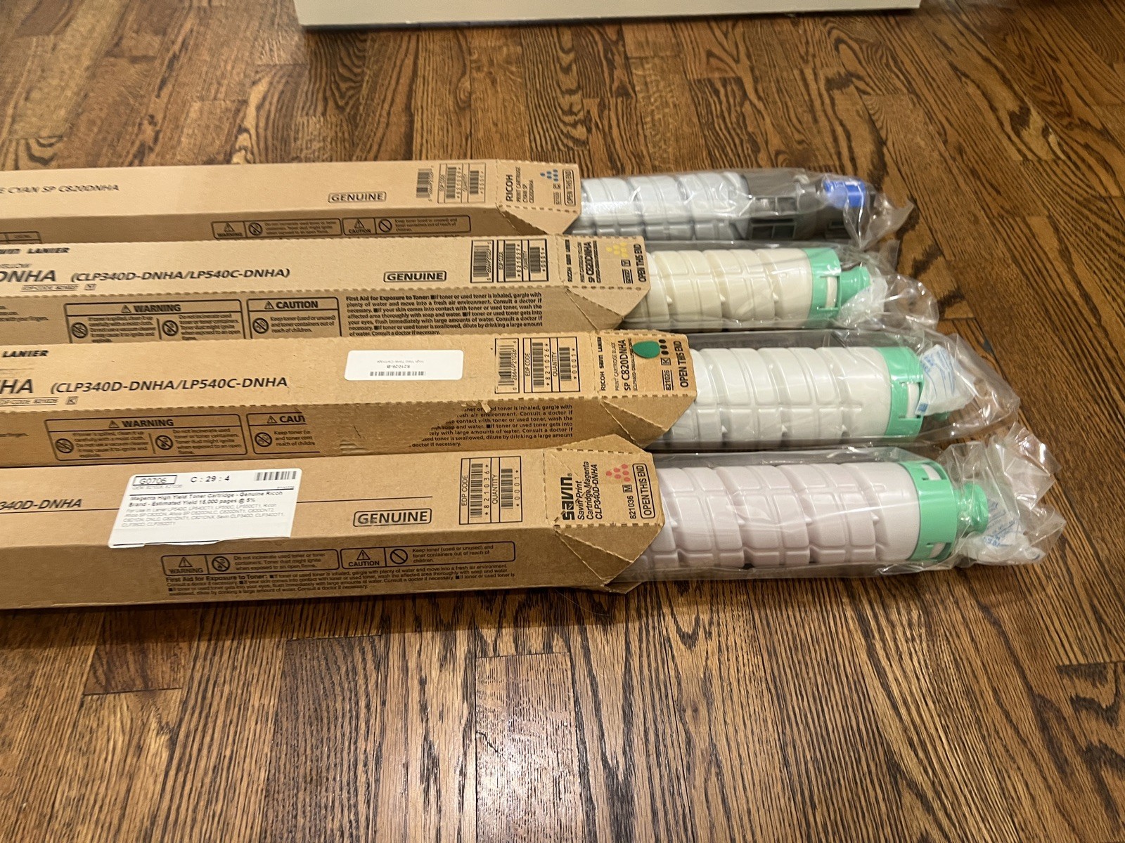 GENUINE Ricoh SP-C820DN Complete Toner Set C820DNHA Black, Yellow, Magenta, Cyan