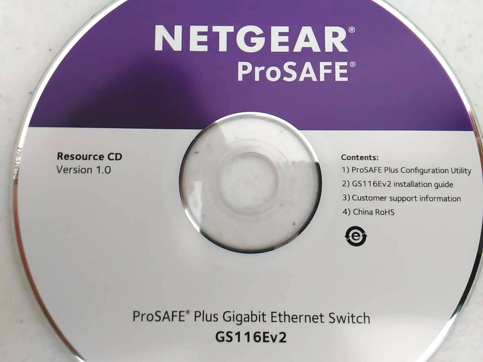 Netgear ProSAFE Plus Gigabit Ethernet Switch GS116Ev2 Resource CD