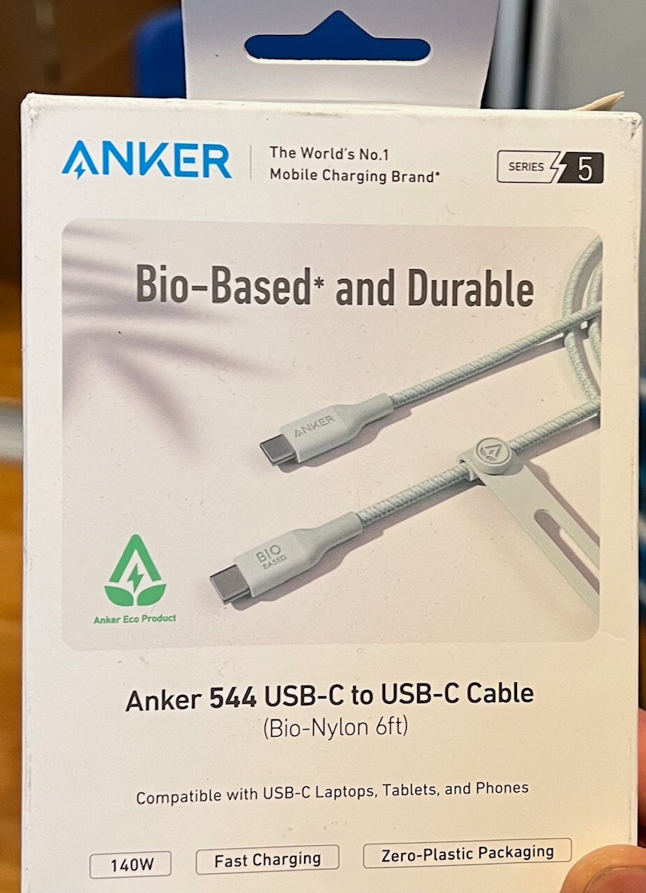Anker 544 Usb-C To Usb-C Bio-Nylon Green 6Ft Cable - NEW