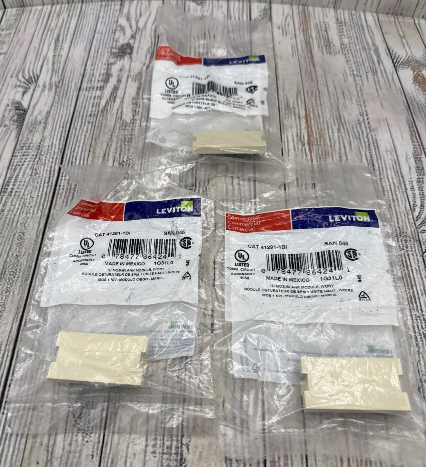 Leviton 41291-1BI Ivory 1-Unit MOS Blank Filler Wallplate Insert Covers 3 Pack