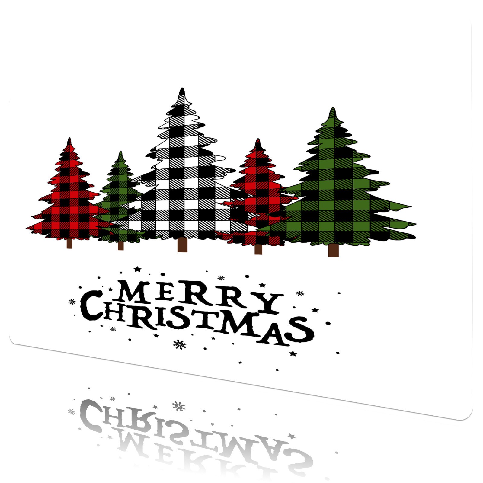 Red and Green Plaid Christmas Tree Desk Mat for Keyboard and Mouse Desk Pad