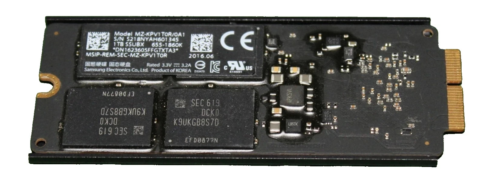 Samsung 1TB Apple SSD PCIe 3.0 x4 SSUBX Mac Pro MacBook MZ-KPV1T0R/0A1