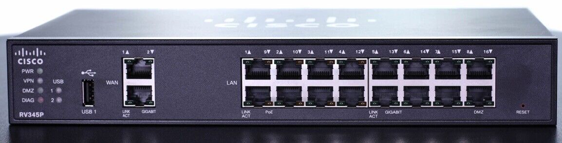 Cisco RV345P Dual WAN VPN FIREWALL POE Router 16-Port