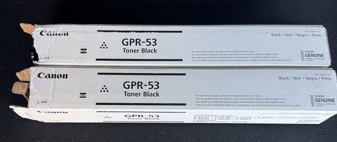 LOT OF 2 GENUINE CANON GPR-53 (8524B003) BLACK TONER Open Boxes